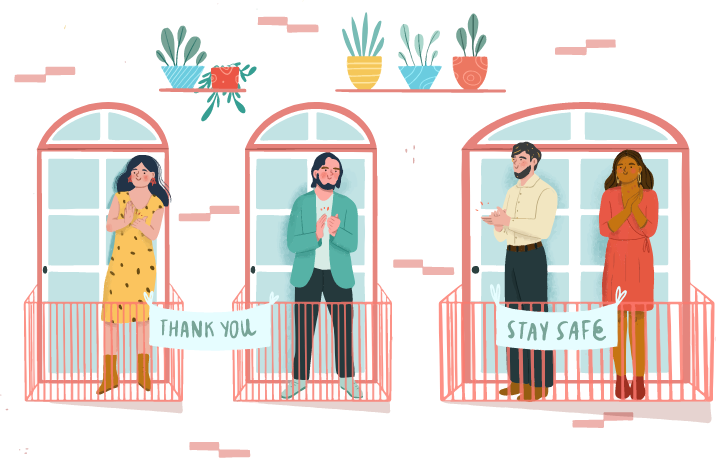Illustration of people saying thank you