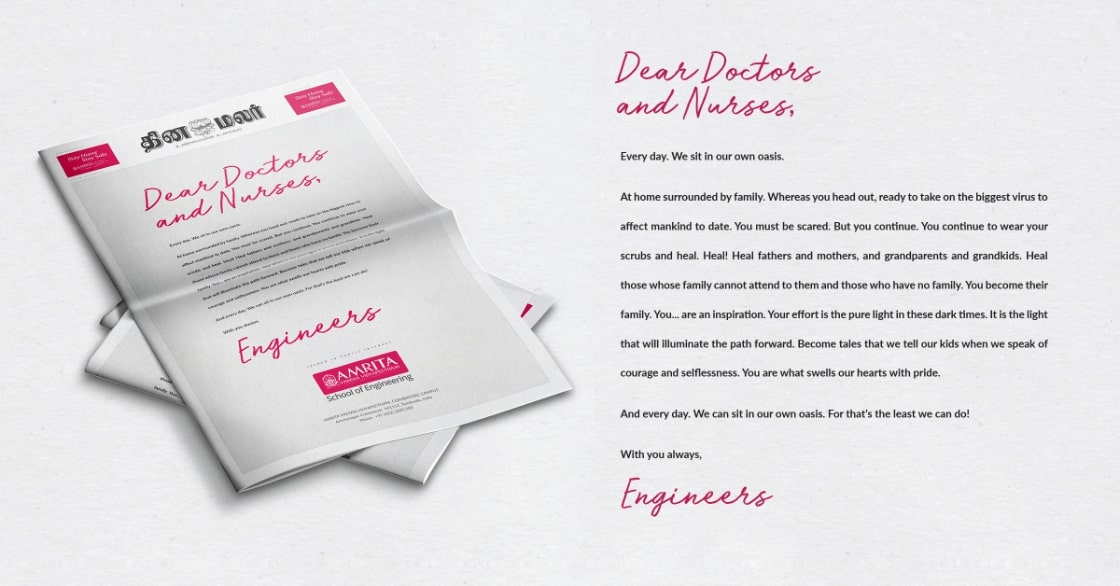 Full-page newspaper advertisement in Dinamalar for Amrita by Design Foundry