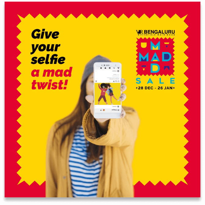 Social media post by Design Foundry for Mad Mad Sale's selfie contest