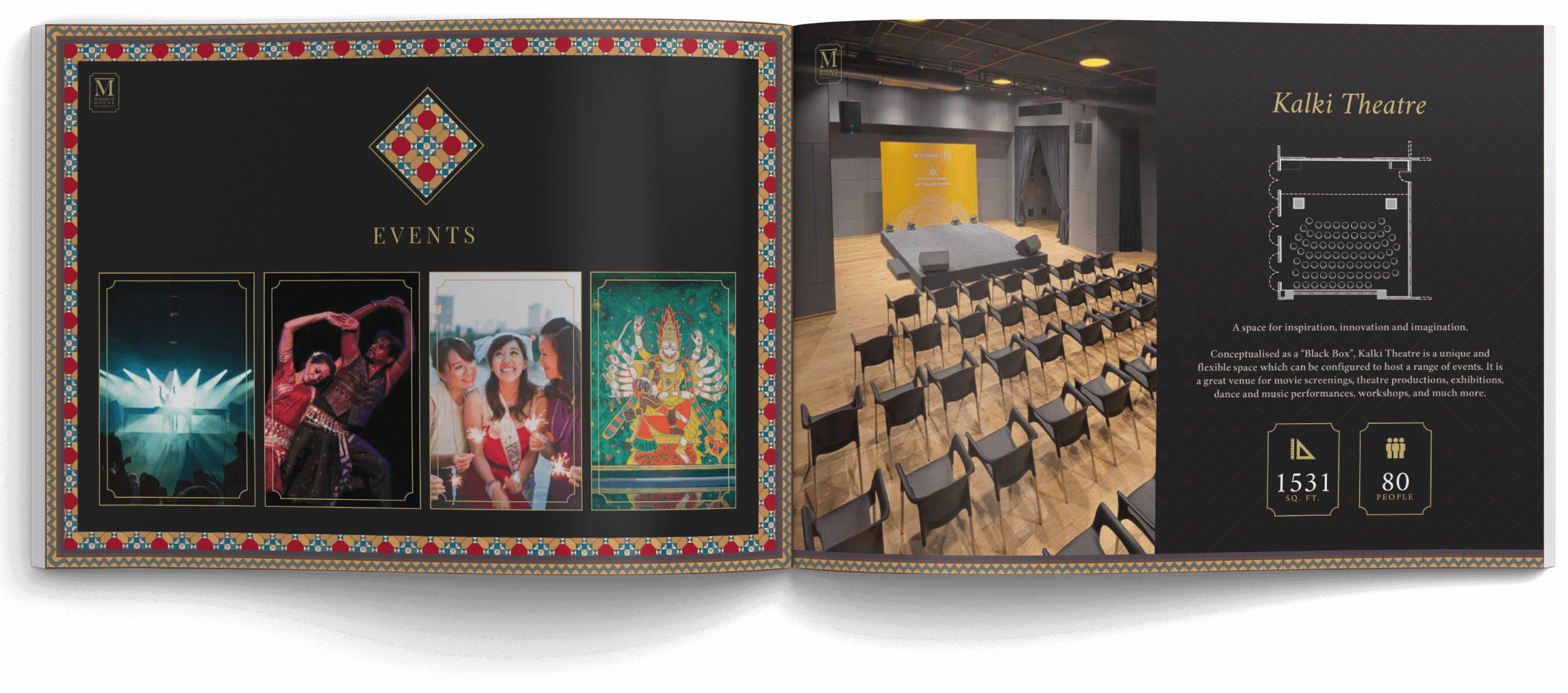 Mockup showing inner pages of the catalogue designed for Madras House by Design Foundry